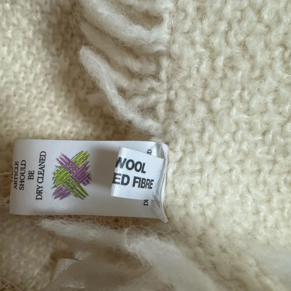 Irish baby blanket by Branigan Weavers Cream color with lace and satin bows